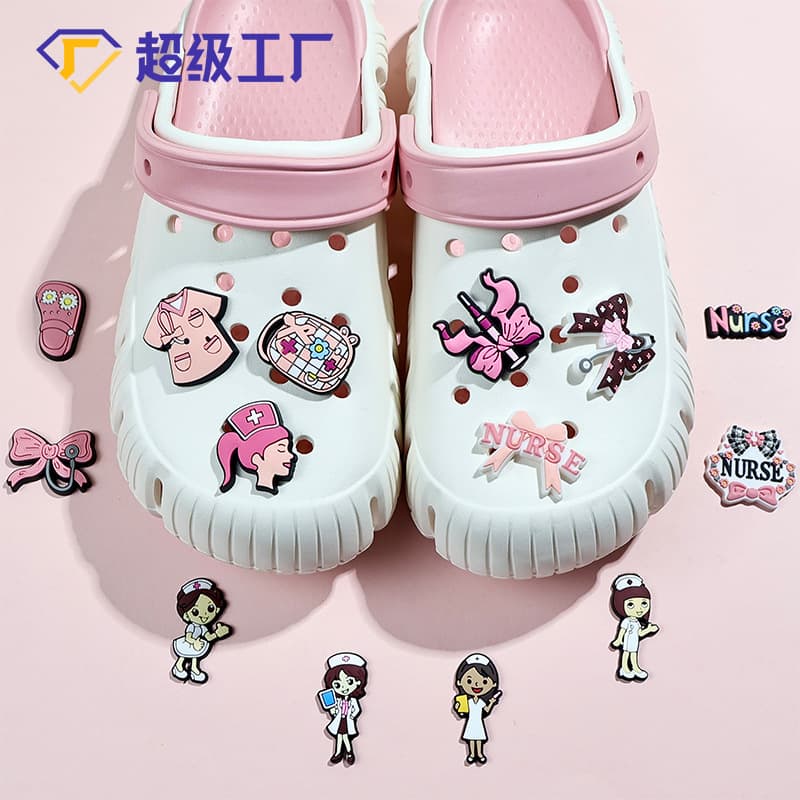 Factory direct sales cartoon nurse corc shoes flower drop plastic PVC soft rubber patch shoe buckle DIY fashion hole shoe accessories
