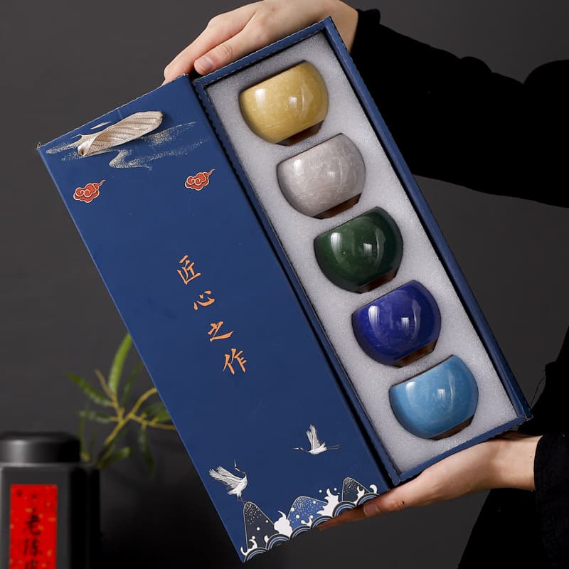 Tea Tasting Cup Ceramic Kiln Change Ice Crack Tea Set Small Tea Cup Water Cup Conical Hat Master Cup Single Cup Tea Bowl