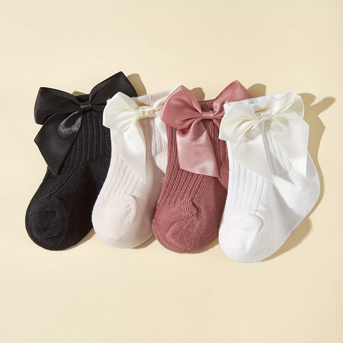 Baby Spring and Autumn A-Class Infant Standard Cotton Princess Style Versatile Bow Newborn Short Socks