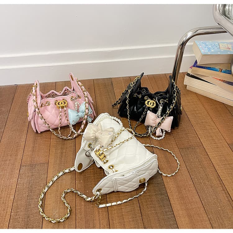 Elegant Vintage Quilted Chain Large Capacity Hobo Bucket Bag Women's Handbag Shoulder Crossbody Bag