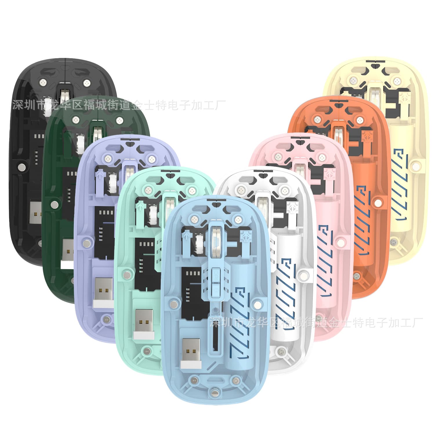 Factory Direct Supply Compatible with Apple Huawei Bluetooth 5.2 Dual Mode Silent 2.4G Wireless Transparent Type-C Charging Mouse