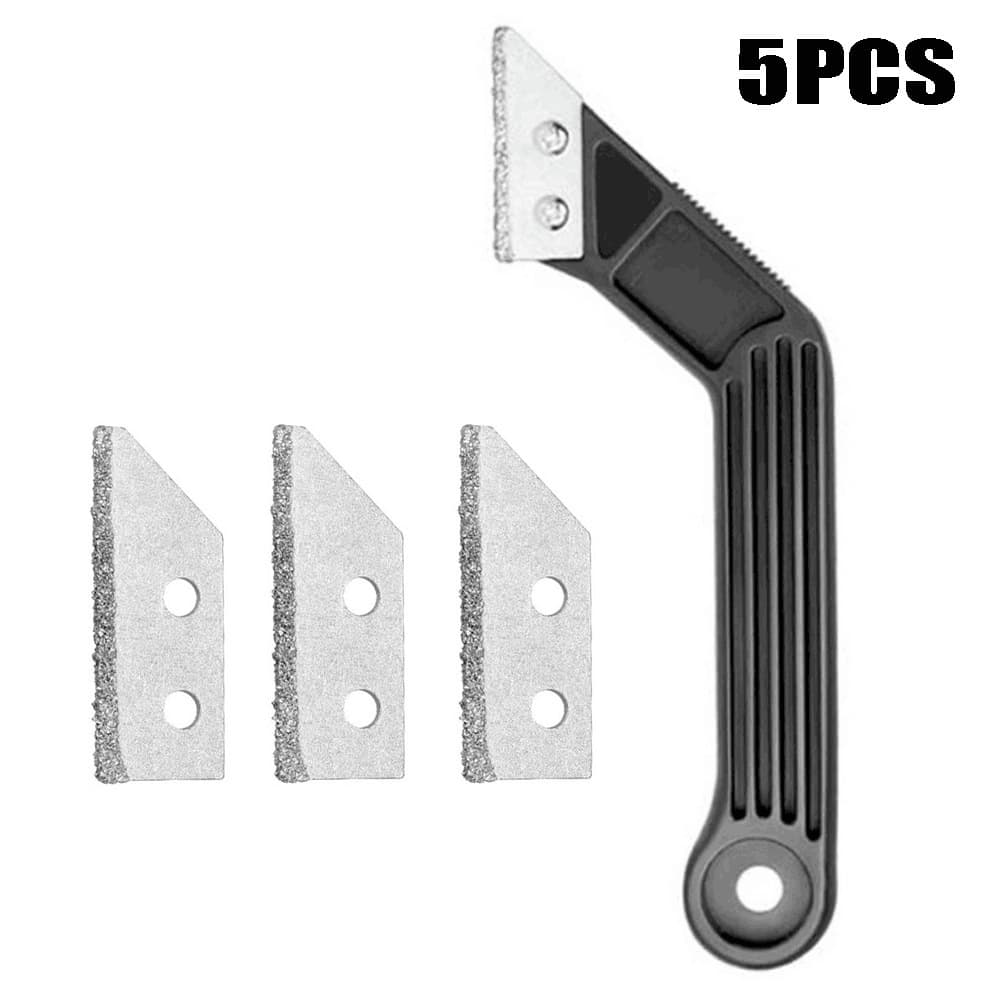 5-Piece Caulking Tool Set Black Angled Scraper Blade for Cleaning Residue from Door and Window Gaps