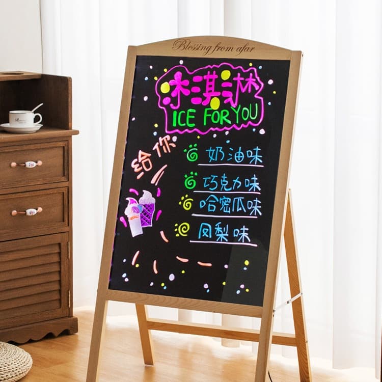 Electronic Fluorescent Board Blackboard Ad Board Stall Small Blackboard Shop LED Illuminated Billboard Stand Flash