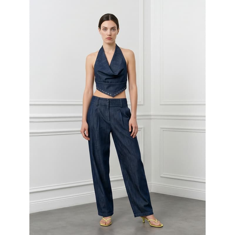 Spot backless halterneck lace-up vest top trousers sexy hot girl suit 2026 cross-border European and American new women's clothing batch
