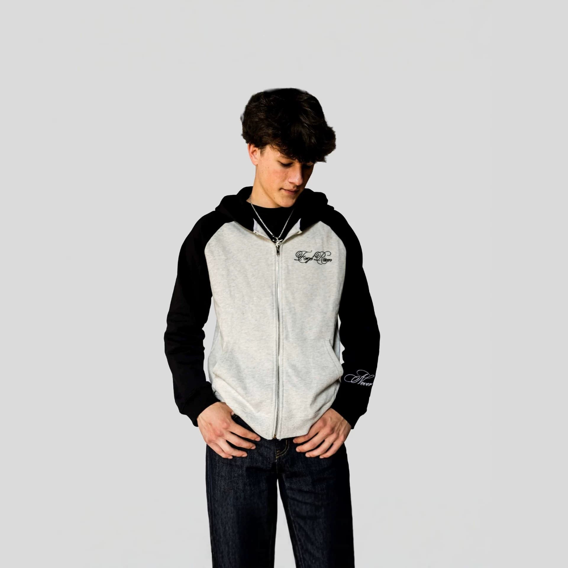 American Retro Black and White Contrast Hoodie Unisex Vine Print Casual Loose Couple Hoodie Wholesale