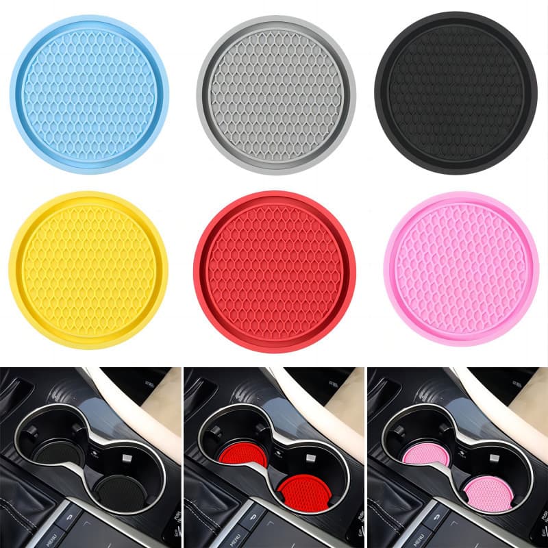 Car Cup Mat Cross-Border Direct from Source Factory, Round PVC Cup Mat, Vehicle Fixing Anti-Slip Pad