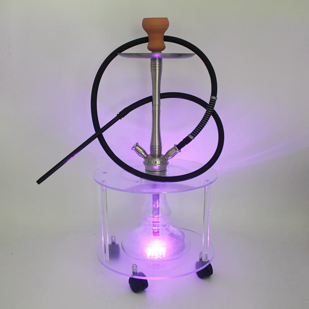 Hookah Mobile Table, Movable Hookah Companion, Acrylic Material Universal Wheel Smoking Set LED Light Cart