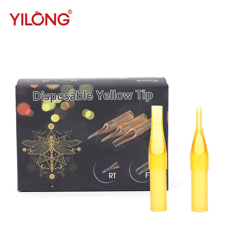 Tattoo disposable needle tip, tattoo needle tip yellow, tattoo needle, tattoo supplies, tattoo equipment and supplies