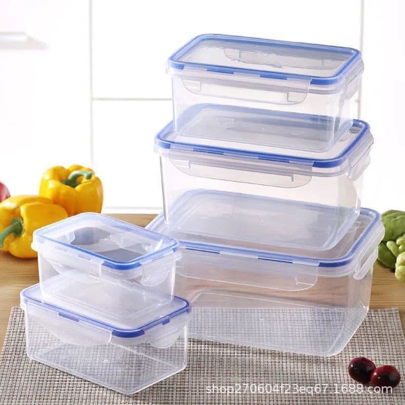 Plastic Fresh-Keeping Lunch Box with Lid, Microwave-Safe, Rectangular Sealed Storage Container for Office Workers