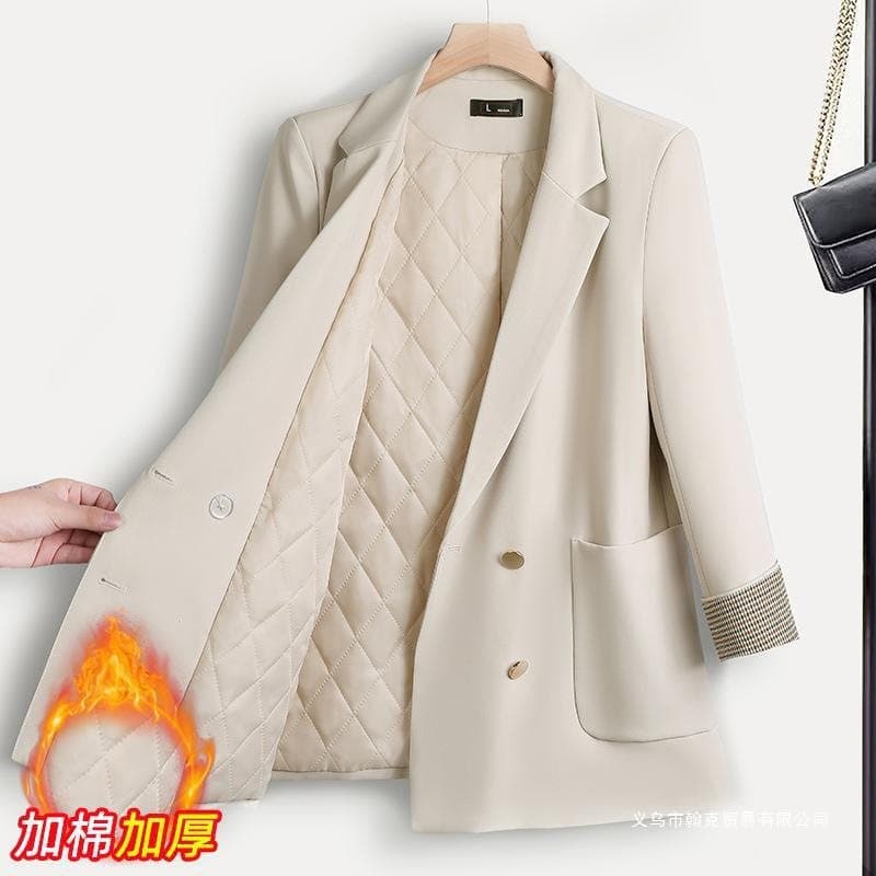 Women's Blazer Winter Thickened 2025 New Arrival Spring/Autumn Casual Cotton-padded Statement Suit Top