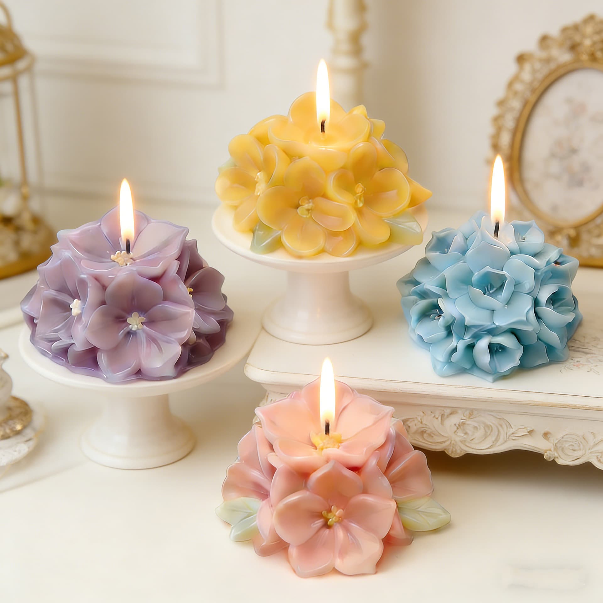 Wenxin Flower Ball Aromatherapy Candle Silicone Mold DIY Flower Ball Candle Creative Decoration Mold