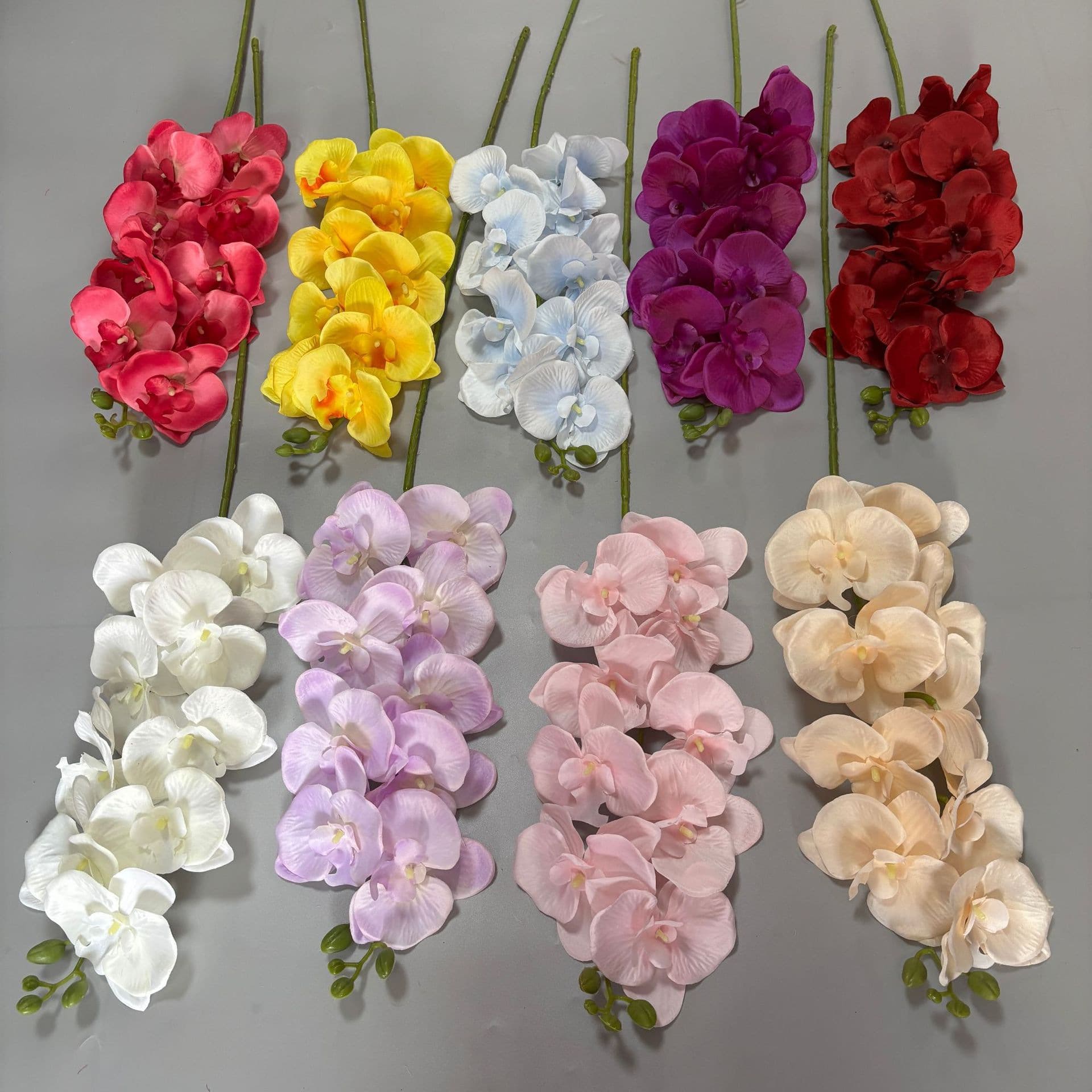 Simulated 9-Head Fabric Phalaenopsis Wedding Artificial Flower Decoration, High-End Silk Phalaenopsis for Floral Arrangements and Wedding Decor