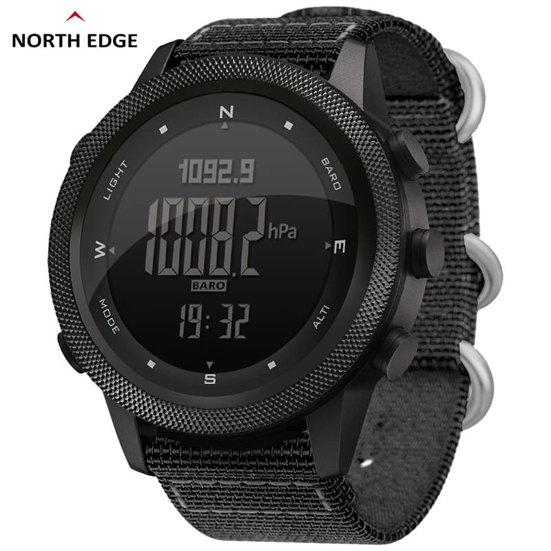 Men's Outdoor Sports Watch Electronic Waterproof Multifunctional Height Stopwatch Compass Barometer Temperature Gauge Nylon Silicone Strap