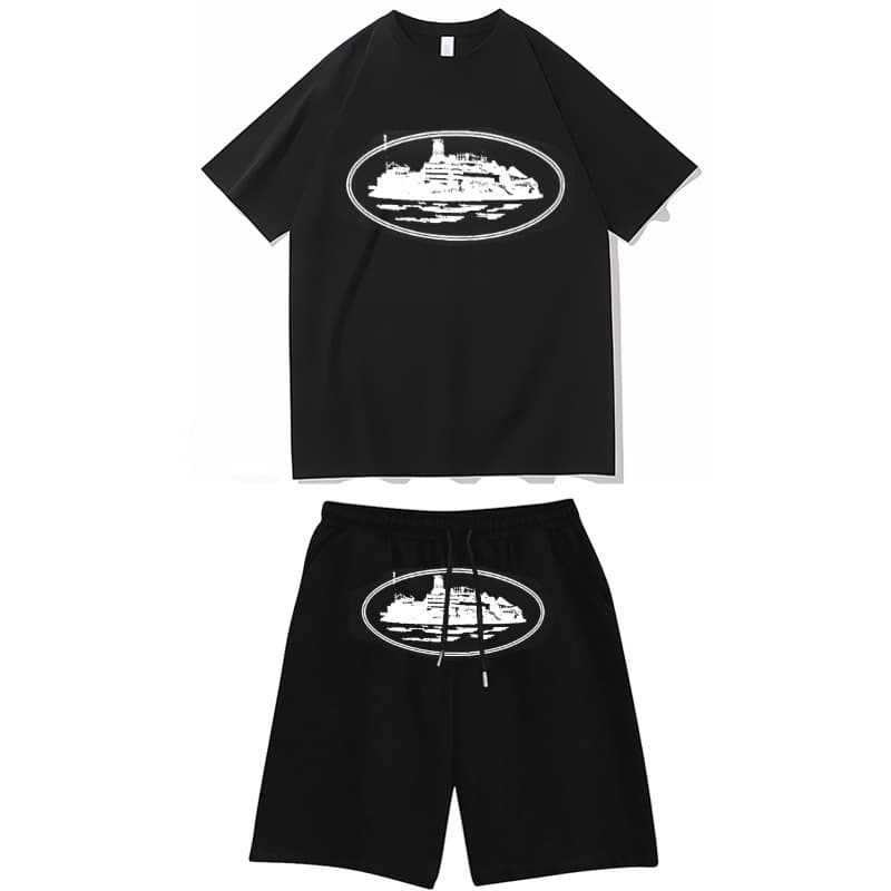 Cross-border T-shirt pullover European and American Alcatraz unisex sweatshirt sweatpants suit street hip-hop clothing