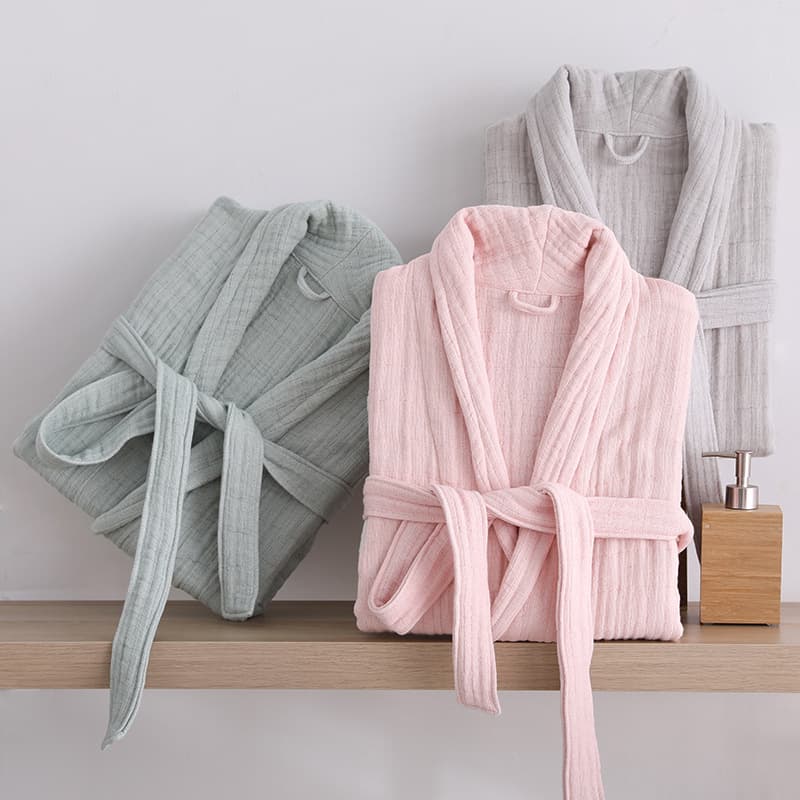 New Long-Style Home Wear Thickened Gauze Towel Material Bathrobe Soft Breathable Cotton Unisex Adult Autumn and Winter Bathrobe