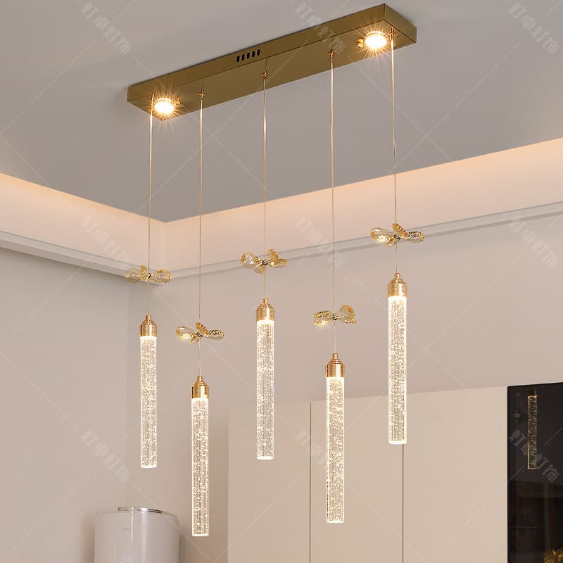 Chandelier restaurant lamp 2025 new high-end modern simple light luxury crystal chandelier dining room lamp dining table lamps