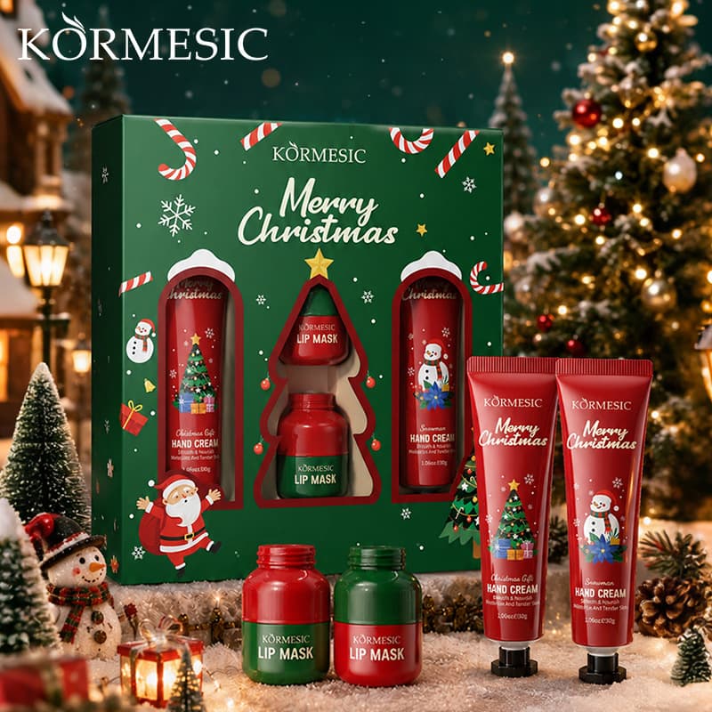 KORMESIC Christmas Hand Cream Lip Mask Set Hand Cream Moisturizing Anti-Dry Crack Snowy Fairy Tale Gift Box