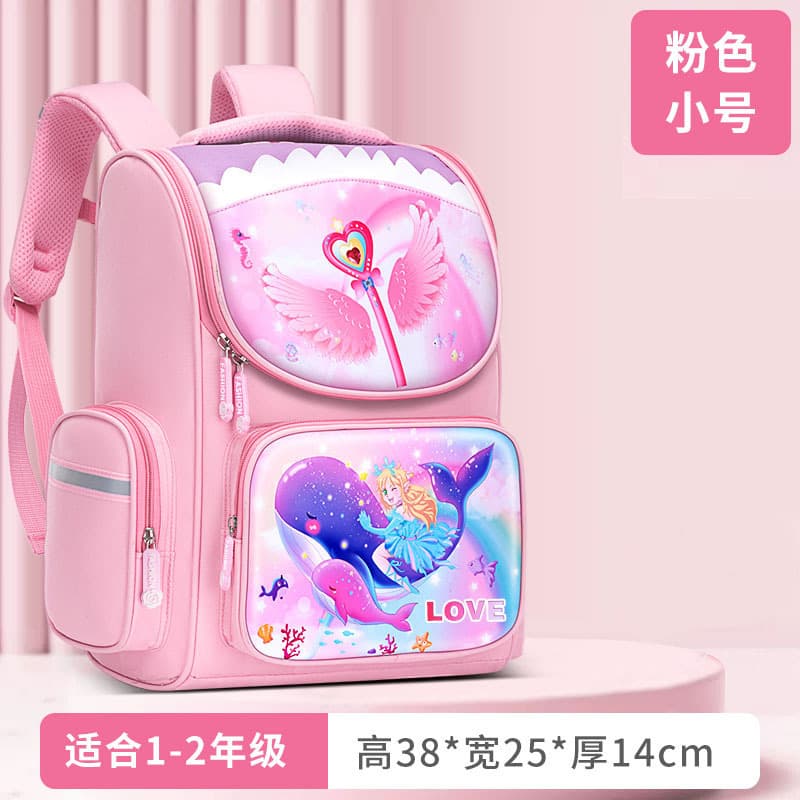 New Children's School Bag for Elementary Students, Weight-Reducing Spine-Protecting Double Shoulder Backpack for Boys and Girls Grades 1-6, Cute Space Backpack