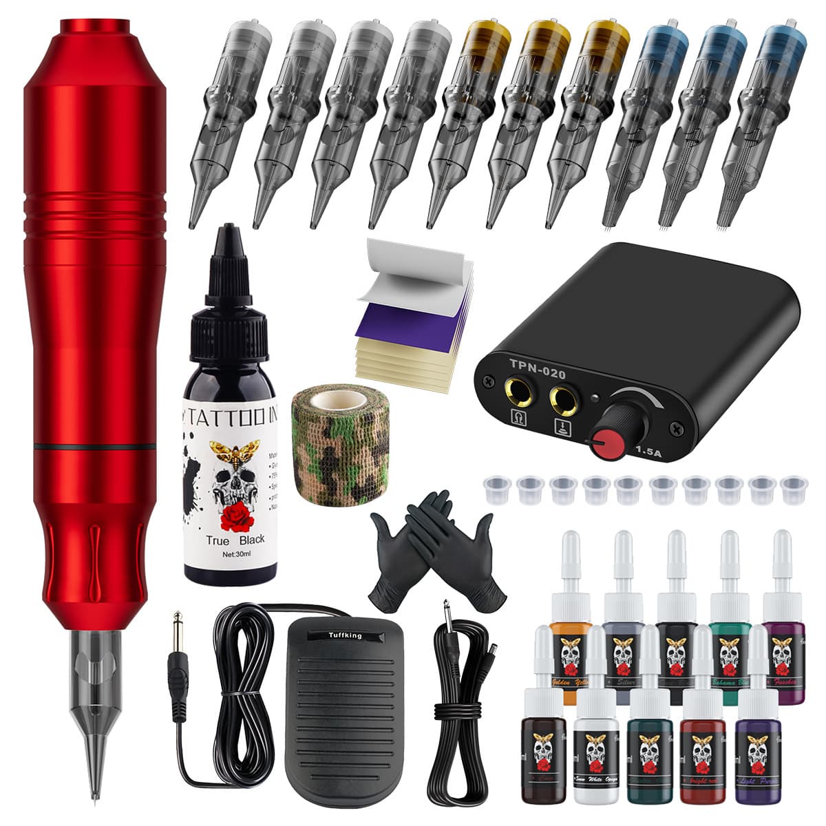 Cross-border Best-selling Tattoo Kit All-in-One Tattoo Machine Lining & Shading Machine Mini Power Supply Tattoo Needles