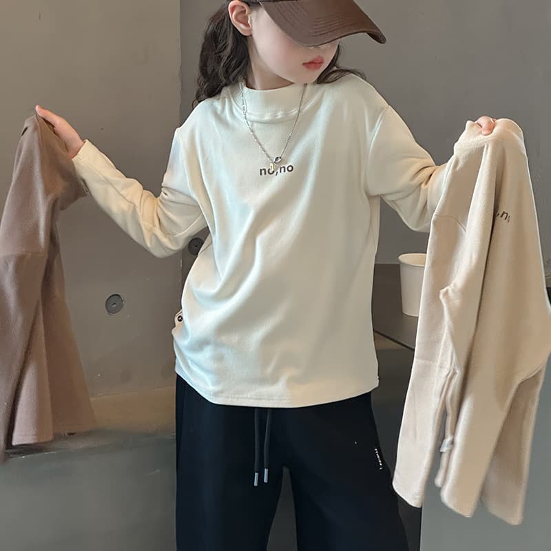 Girls Long Sleeve T-Shirt Kids Stretch Fit Fall Winter Thermal Base Layer Korean Style Versatile Top
