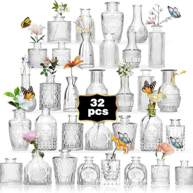 Wholesale Creative Small Glass Vase Premium Look Vintage Vase for B&B Ins Style High-End Table Decoration