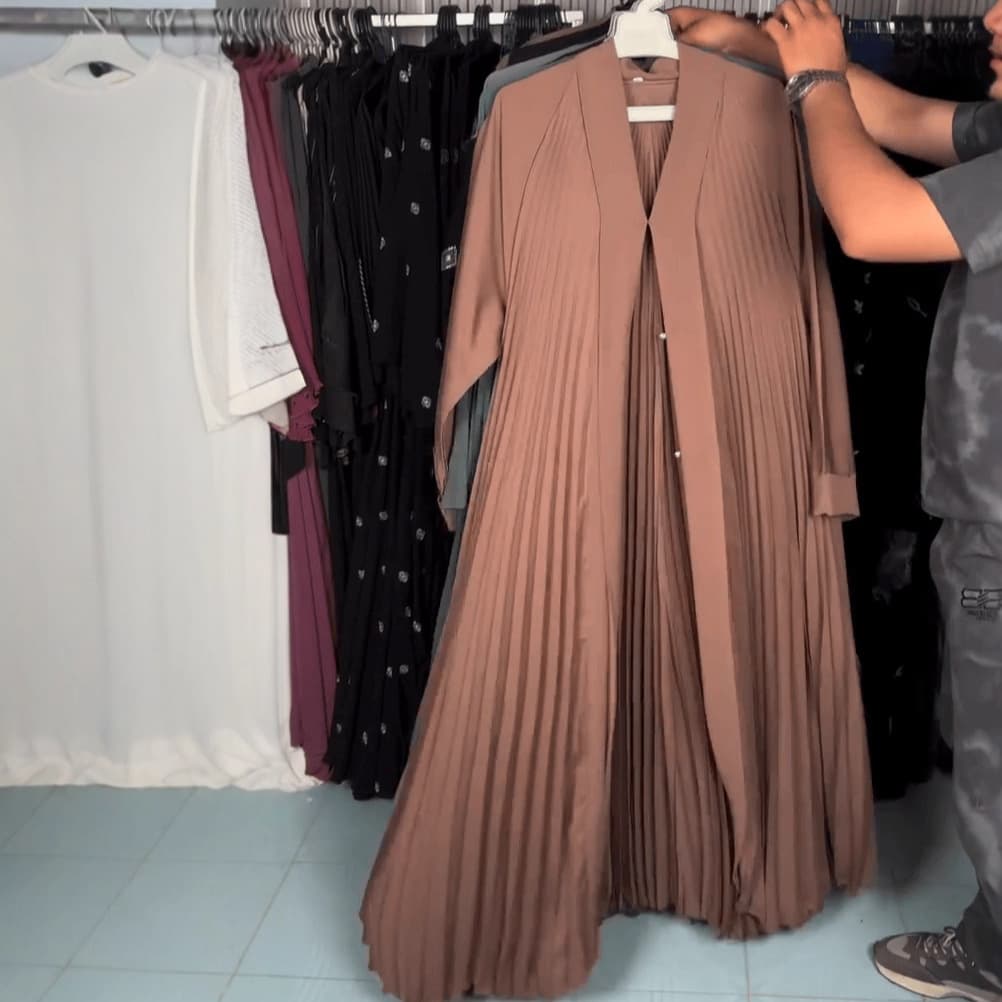 S Long Robe Cross-Border Women's 2026 Southeast Asian Pleated Long Open-Front Cardigan Dress