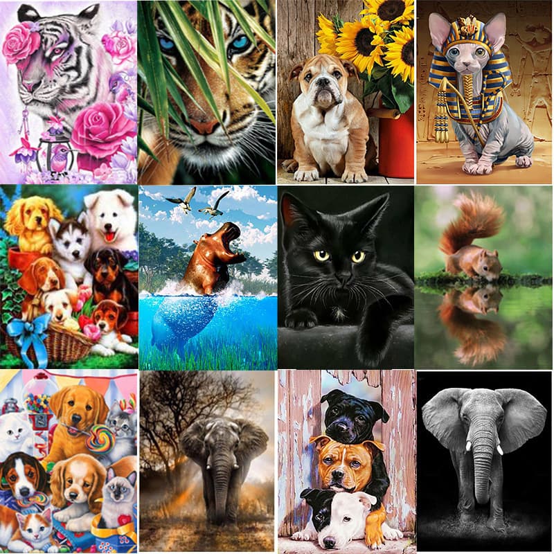 5D Diamond Painting Animal Kit, Diamond Dotz Art, Living Room Bedroom Hallway Decorative Wall Art, Factory Wholesale