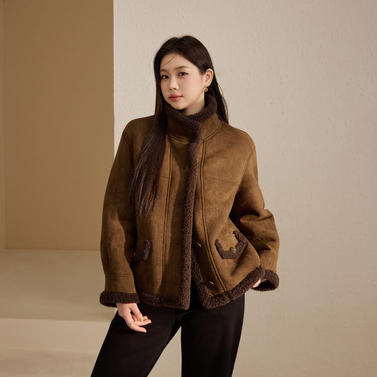 [Thick fur all-in-one jacket] Xianlixiu plus size women's retro warm jacket fat mm2025 winter new style