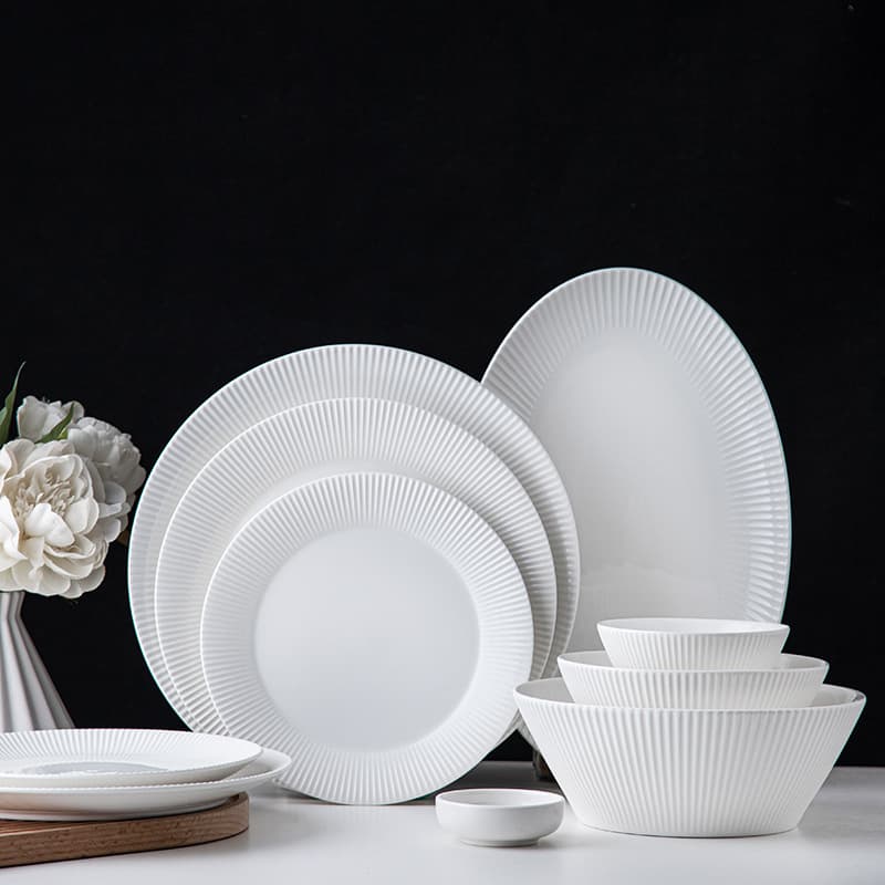 High-looking white porcelain tableware Garland Nordic style fish plate soup bowl home restaurant hotel tableware set