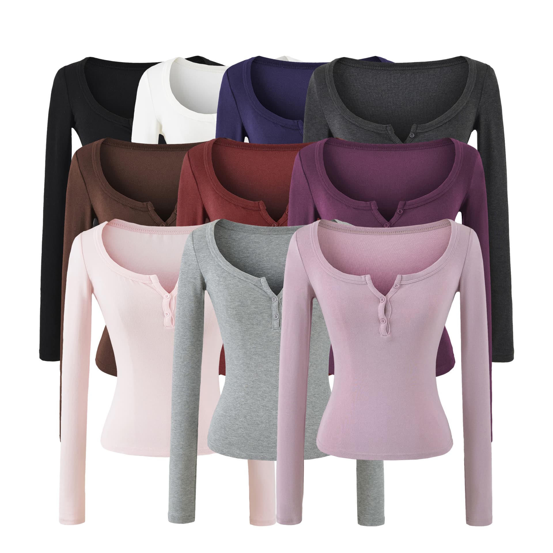 Basic Solid Long Sleeve T-Shirt for Women Slim Fit Flattering Inner Top 2025 Fall Winter Simple Daily Layering Tee