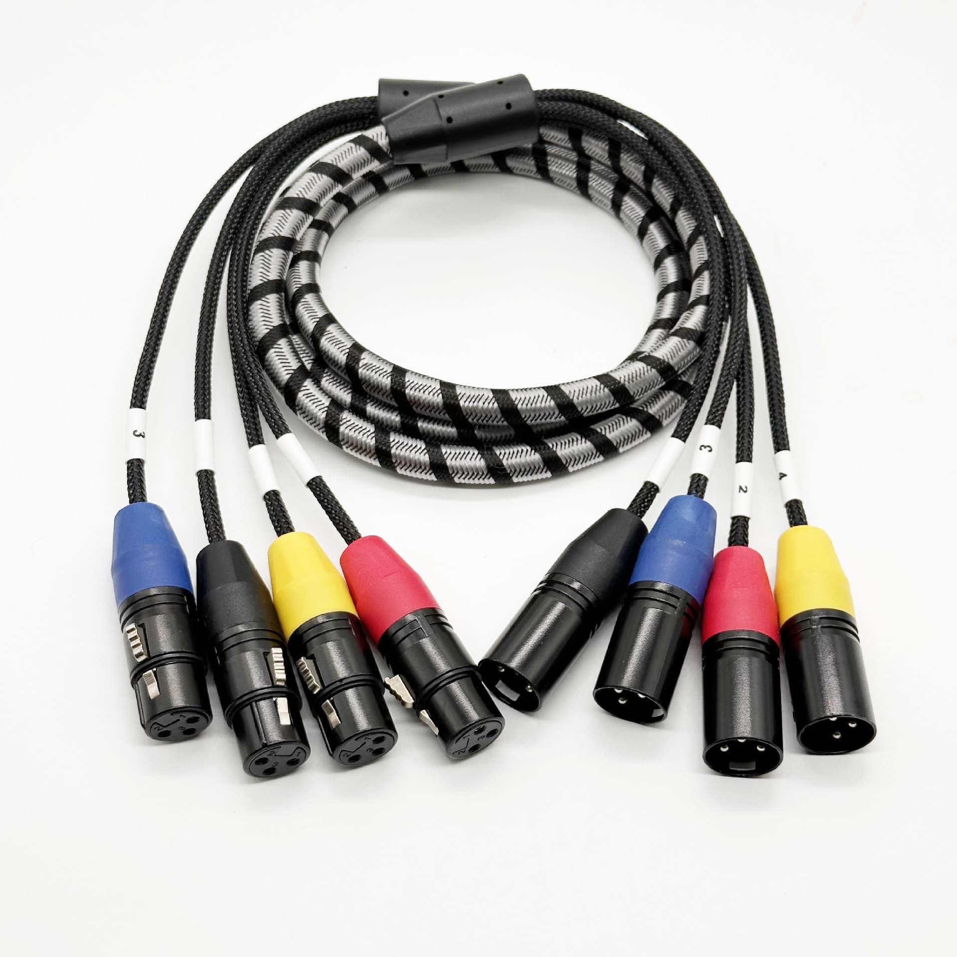 4 Color-Coded Low-Noise 4-Channel XLR Male to XLR Female Audio Snake 3-Pin XLR Mixer Audio Cable