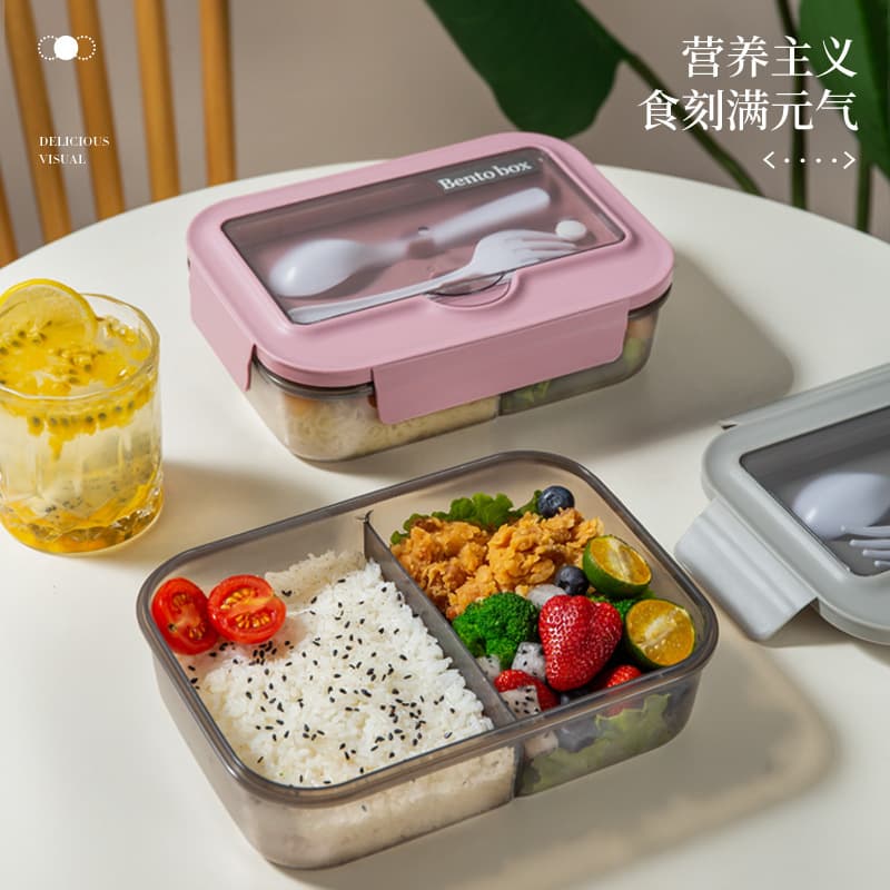 Cross-Border Hot Selling Compartment Lunch Box for Office Workers, Microwave-Safe Japanese Bento Box, Rectangular Plastic Food Container