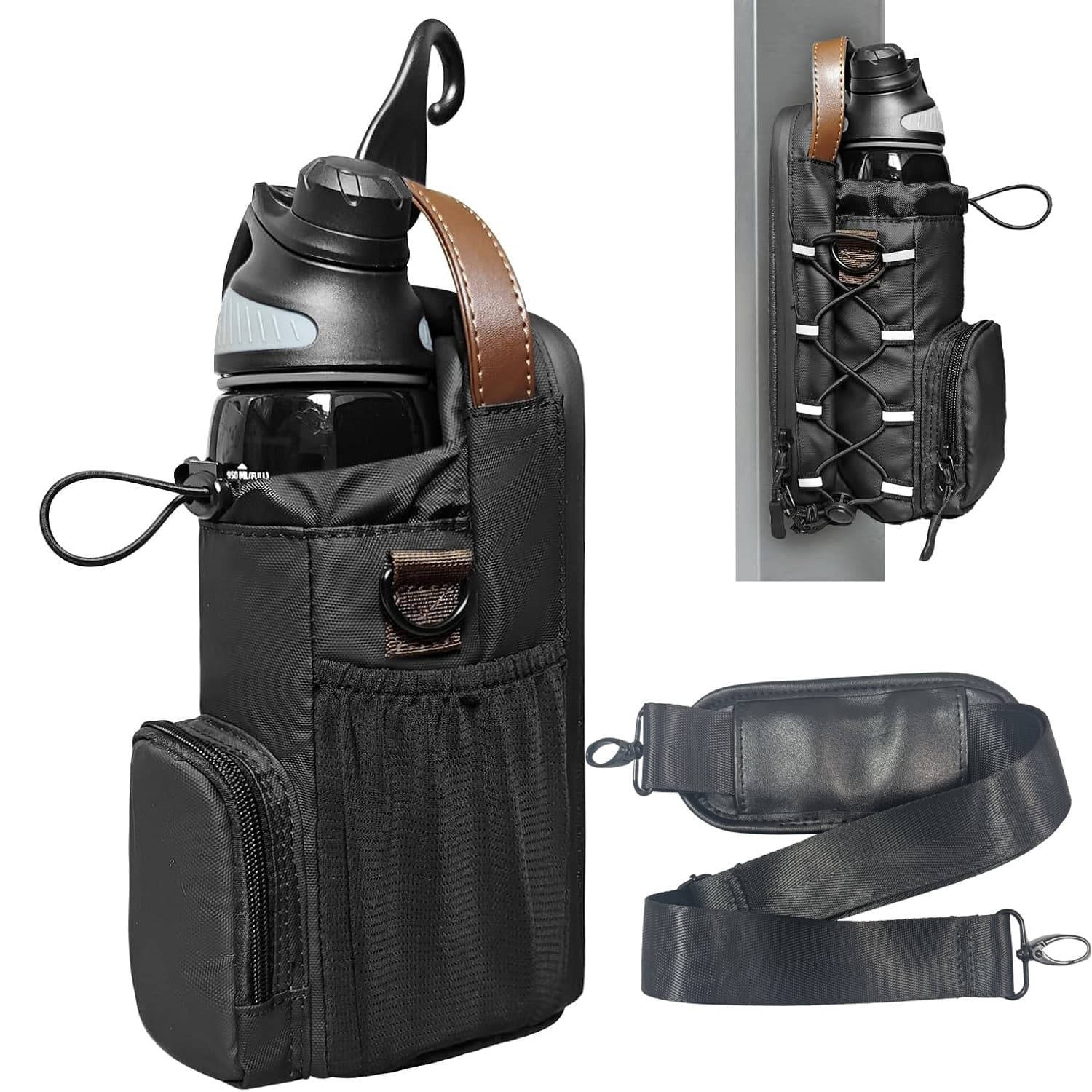 Cross-border hot selling magnetic water bottle bag multi-purpose outdoor diagonal water cup bag gym magnet water bottle hanging bag wholesale
