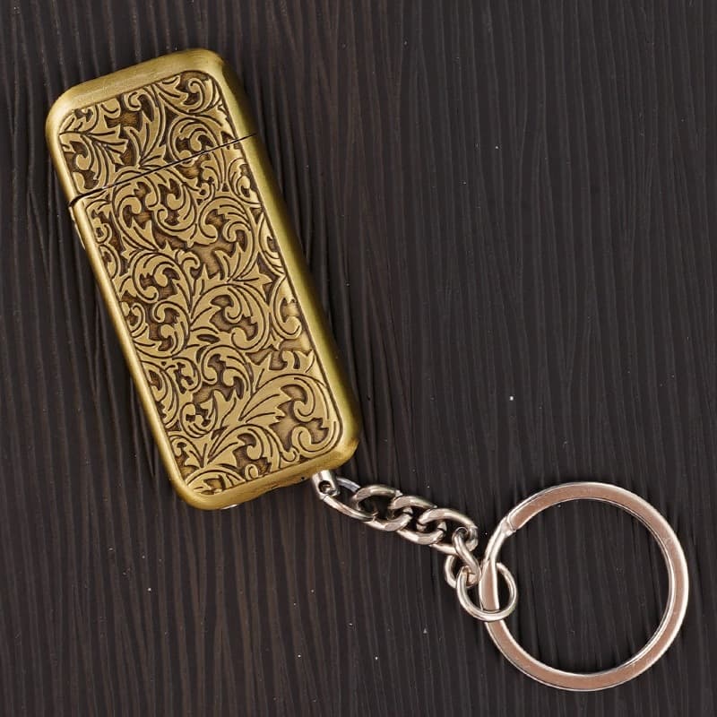 ZD268 Fine-Engraved Tang Grass Men's Premium Mini Grinding Wheel Inflatable Lighter Pendant Keychain Igniter Wholesale