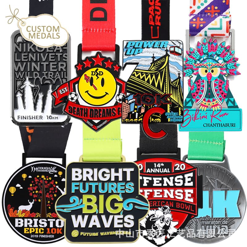 Customized metal medals with paint, imitation enamel, UV printing, competition medals, event commemorative medals, sports meet badges, custom-made
