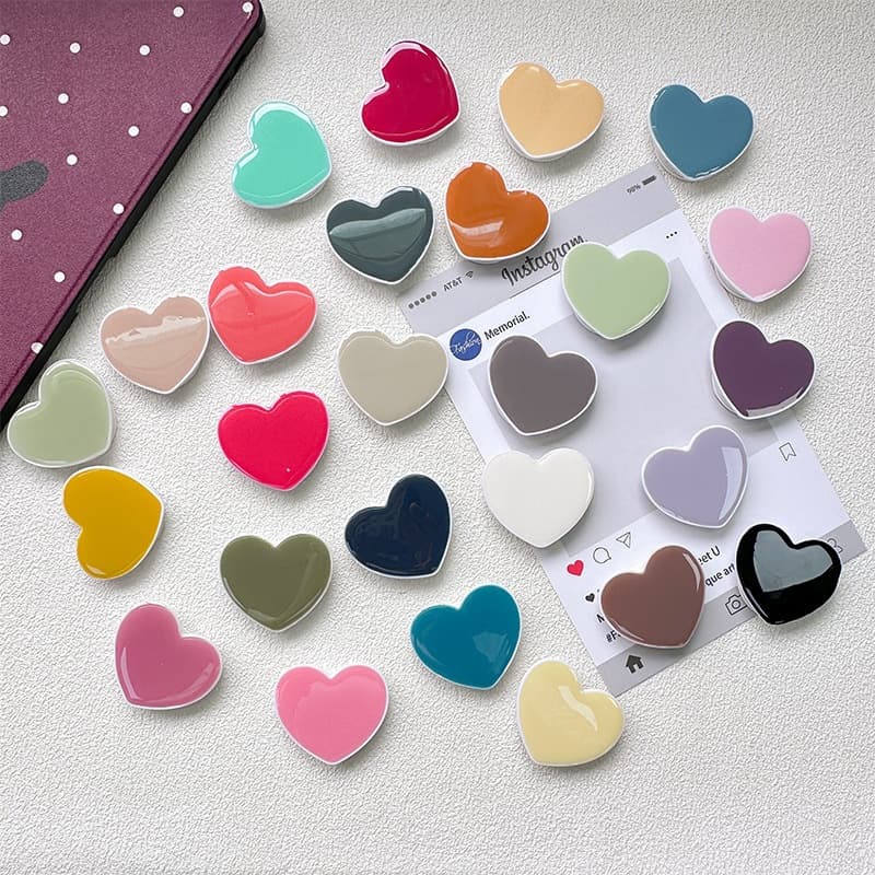 Solid Color Phone Airbag Grip Stand Ins Minimalist Heart Desktop Stand for Men and Women Telescopic Portable Cross-border Wholesale