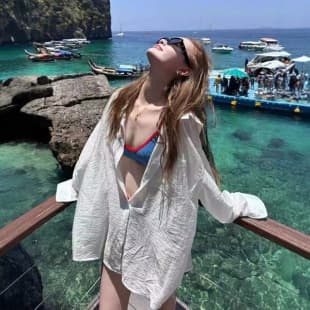 Loose Relaxed Pure White Women's Shirt Top Jacket Women's Summer New Lightweight Outerwear Sun Protection Shirt