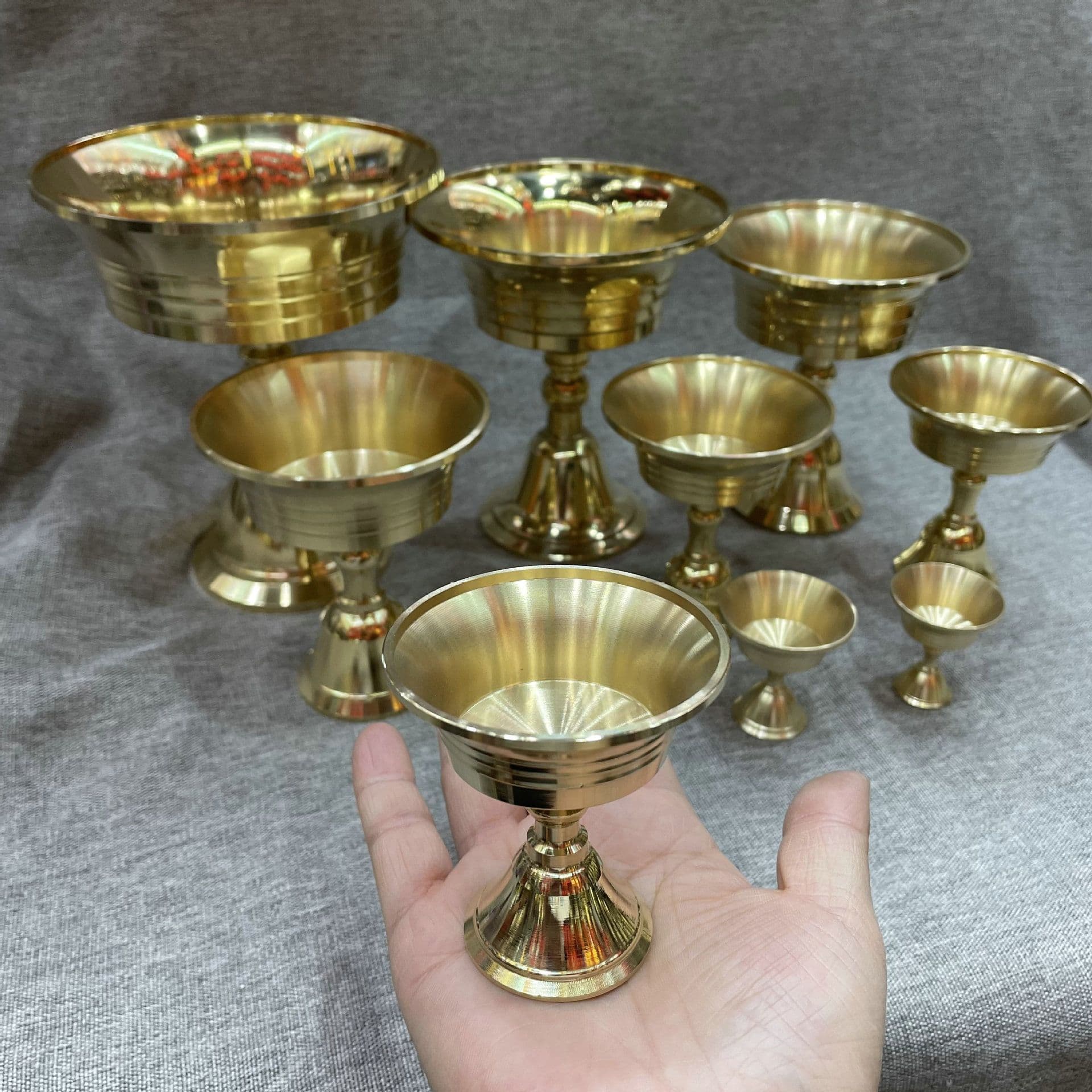 Pure Copper Butter Lamp Base Thickened Candle Stand Buddha Altar Offering Lamp High-footed Household Solid and Liquid Dual-use Oil Lamp