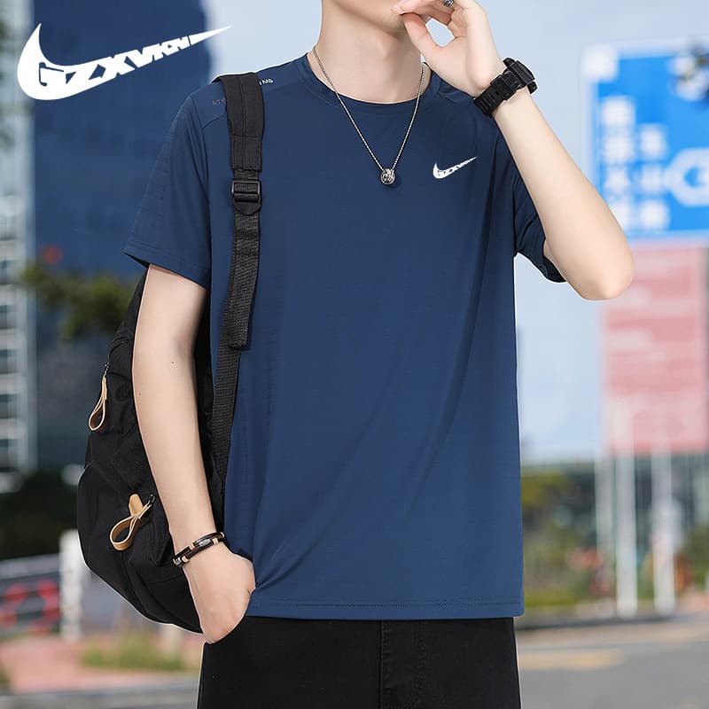 Cross-border men's summer thin quick-drying ice silk short-sleeved T-shirt men's couple casual sports five-sleeve/half-sleeve women's