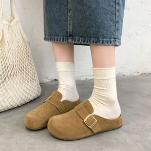 Thick-Soled Platform Birkenstock Shoes 2025 New Autumn/Winter Ugly Cute Slip-On Closed-Toe Half Slippers Women's Casual Outdoor Slippers