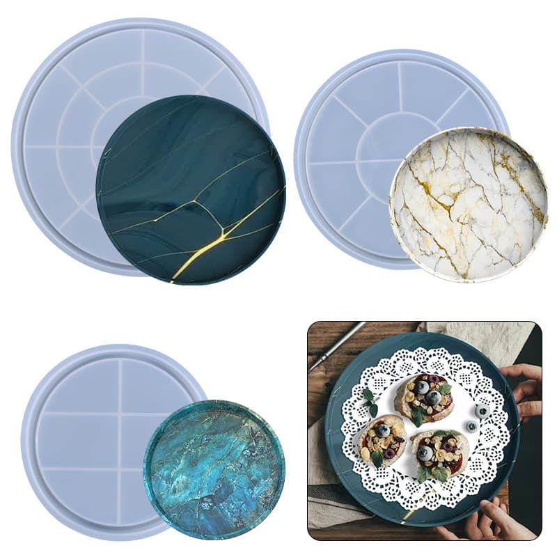 Yumeiren DIY Crystal Epoxy Mold Fruit Bread Round Tray Multi-Purpose Practical Silicone Mold Wholesale
