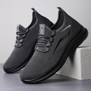 Men's Casual Shoes, Large Size, Knitted Mesh Upper, Breathable, Sports Shoes, Versatile, Soft Sole, Comfortable