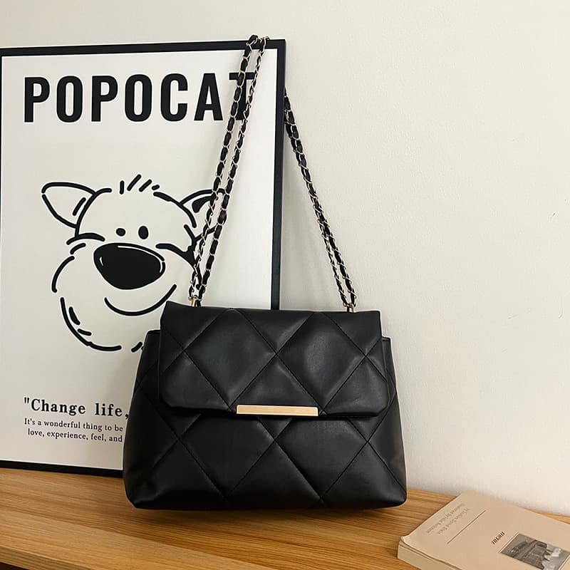 Diamond Quilted Chain Bag Women 2025 New Small Fragrance Style Autumn Winter Simple Handbag Casual Fashion Crossbody Bag