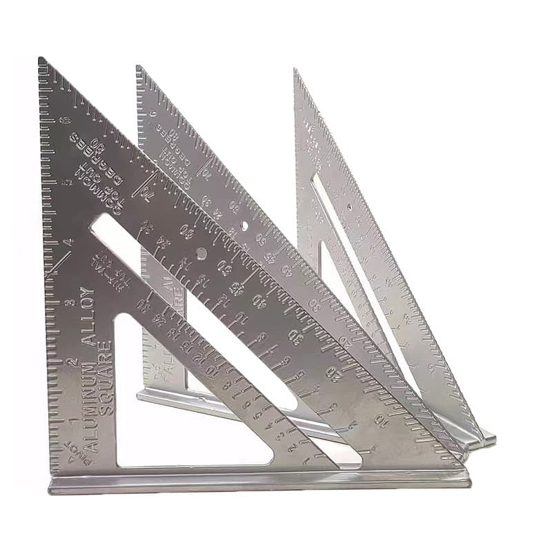 Silver 7-Inch Imperial Triangular Ruler, 90-Degree Thickened Angle Ruler, Aluminum Alloy Woodworking Measuring Square