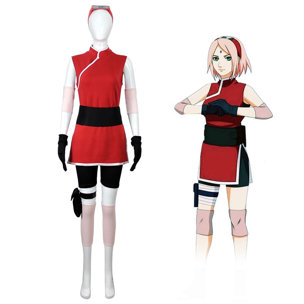 Naruto Sakura Cosplay Costume Shippuden Haruno Sakura Cosplay Set Anime Role-Playing Costume