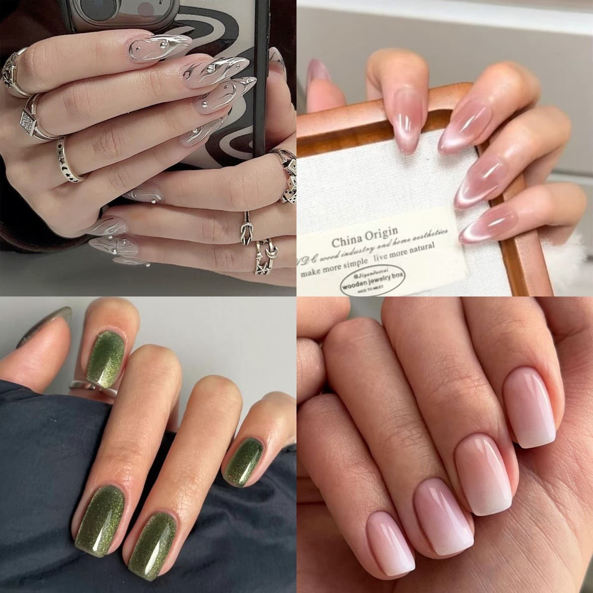 Simple Wearable Cat Eye False Nails Gradient 3D Nail Art Tips Cross-border Nail Sticker Set Wearable Nails