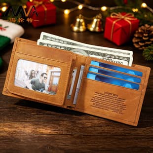 Amazon Hot Selling Genuine Leather Men's Wallet Multi-function Top Layer Cowhide Engraved Gift Short Wallet Leather Billfold for Men