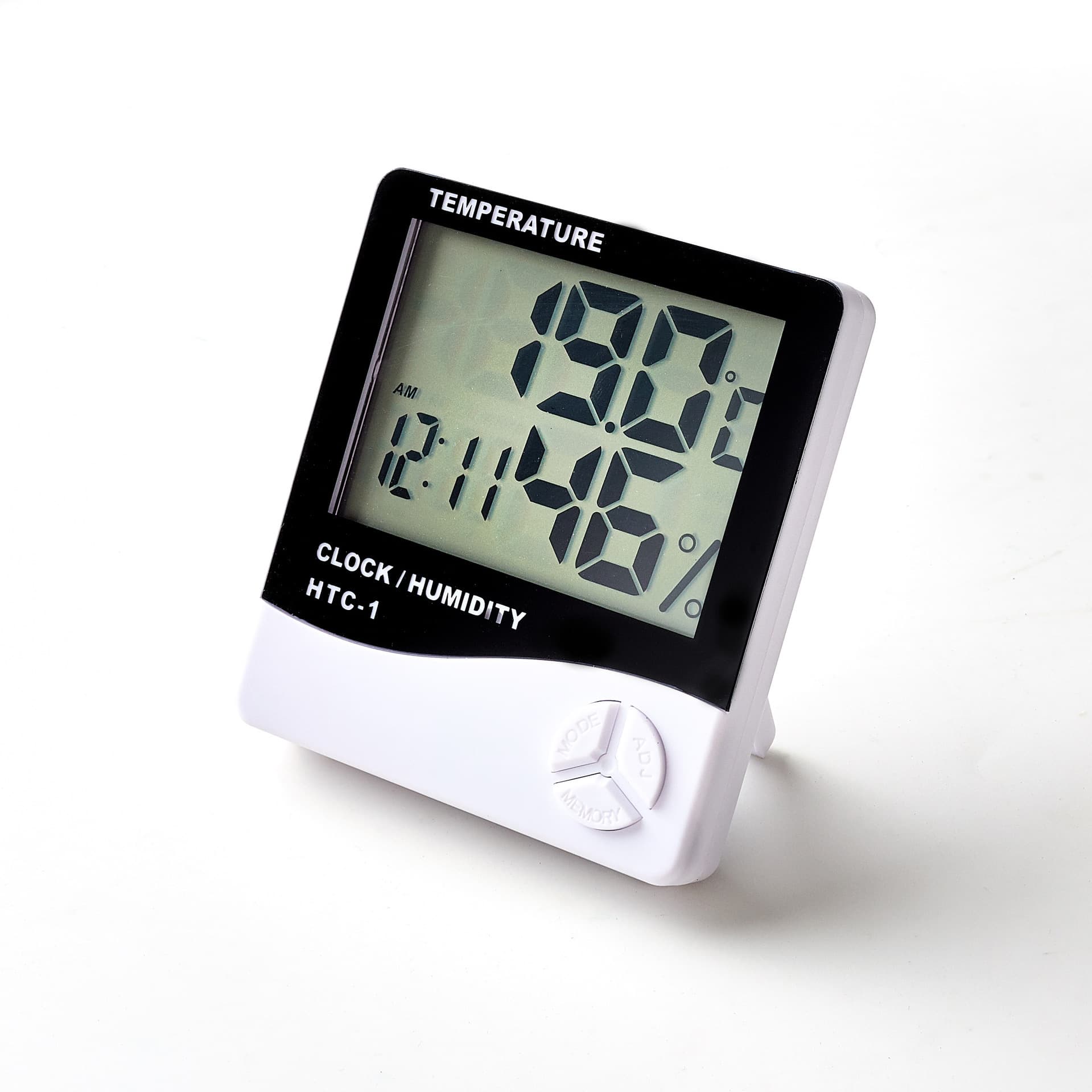 HTC1 indoor electronic temperature and humidity meter large screen digital display wall hanging household simple alarm clock temperature display