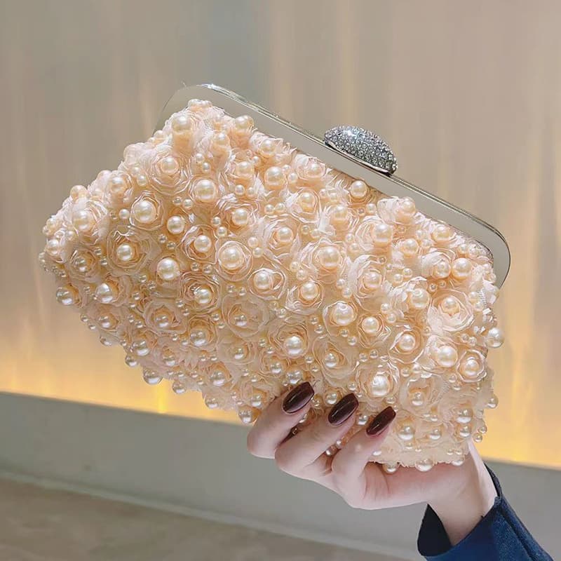 Vintage Pearl Bag Evening Bag Beaded Handbag Versatile Textured Crossbody Bag Cheongsam Bag Wedding Dress Clutch Bag