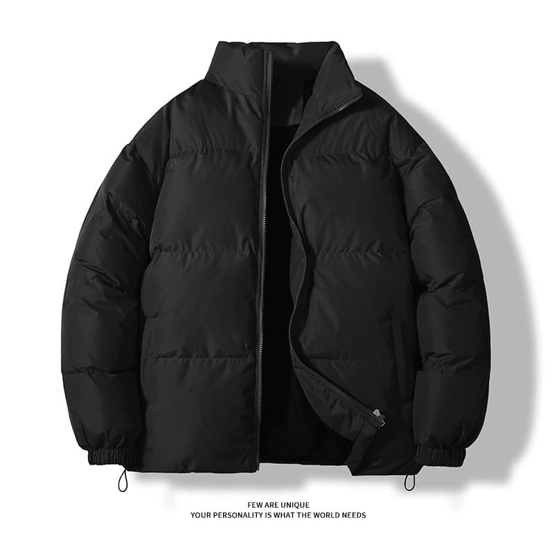 2025 Fall New Men's Padded Jacket Hong Kong Style Youth Minimalist Casual Stand Collar Loose Fit Padded Coat Top Men